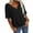 Black, variant on Women's Casual 3/ 4 Sleeve V-Neck Loose Fit T-Shirt, Solid Color Basic Tunic Top, Trendy Summer Blouse