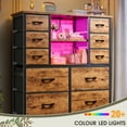 thumbnail image 6 of Tall Dresser for Bedroom with Fabric Drawers and Mesh Door Closet Dresser with Charging Station and LED Lights, Rustic Brown, 6 of 9