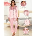 thumbnail image 4 of Womens Satin Pajama Sets Long Sleeve Silk Pajamas for Women Soft Button Down Pajama Set Women Satin Sleepwear Set with Long Pant Silk Loungewear for Women, S-XXL, 2 Pack, 4 of 9