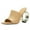 Wheat, variant on FSJ Women Open Square Toe Wide Strap Mules Slip on Circle High Heels Party Night Evening Heeled Bckless Sandals Size 8 Purple