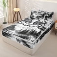 thumbnail image 2 of Manfei Black Wolf Zipper Full Size Comforter Sets with Fitted Sheet and 2 Pillowcases，Jungle Animal Print Zipper Bedding Set,Black Reversible,4pcs, 2 of 8