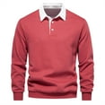 thumbnail image 2 of Miluxas Mens Knit Polo Sweaters Long Sleeve Vintage Polos Casual Dress Pullover Old Money Tops Red, 2 of 5