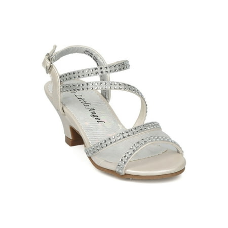 

New Girl Little Angel Daphne-950D Mesh and Rhinestone Strappy Kiddie Heel Sandal
