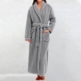thumbnail image 6 of Long Sleeve Cotton Robes for Women Fuzzy Women's Nightgowns & Sleepshirts Oversize Length Women's Sleepwear House Womens Robe Grey, 6 of 9