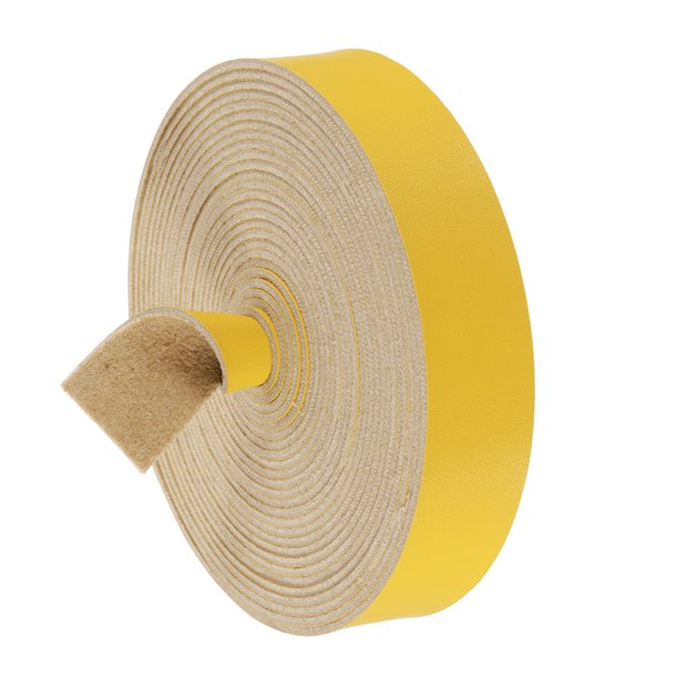 Correa de cuero sintético, tira de cinturón de 1" de ancho x 197" de largo para proyectos de manualidades, collares para mascotas (amarillo)