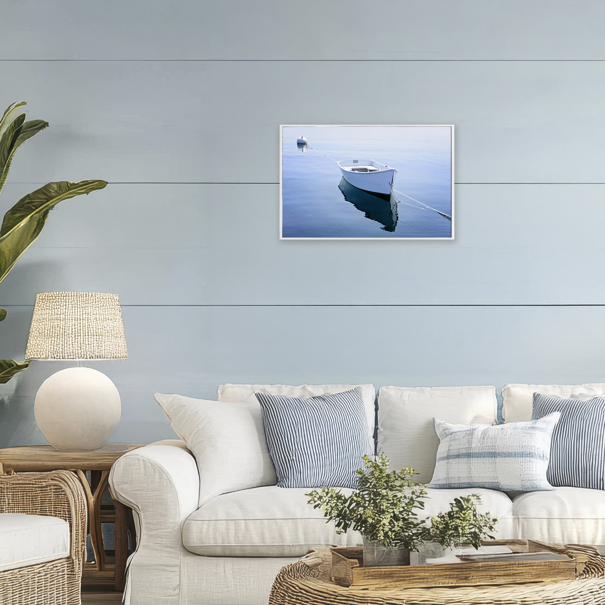Stupell Industries Boat Tied to Dock White Framed Giclee Art, design by JLM Photographs