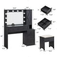 thumbnail image 7 of T4TREAM Small Farmhouse Makeup Vanity Desk with LED Lighted Mirror, Girl's Wood Vanity Desk Set with Chair Drawers for Bedroom, Black, 7 of 7