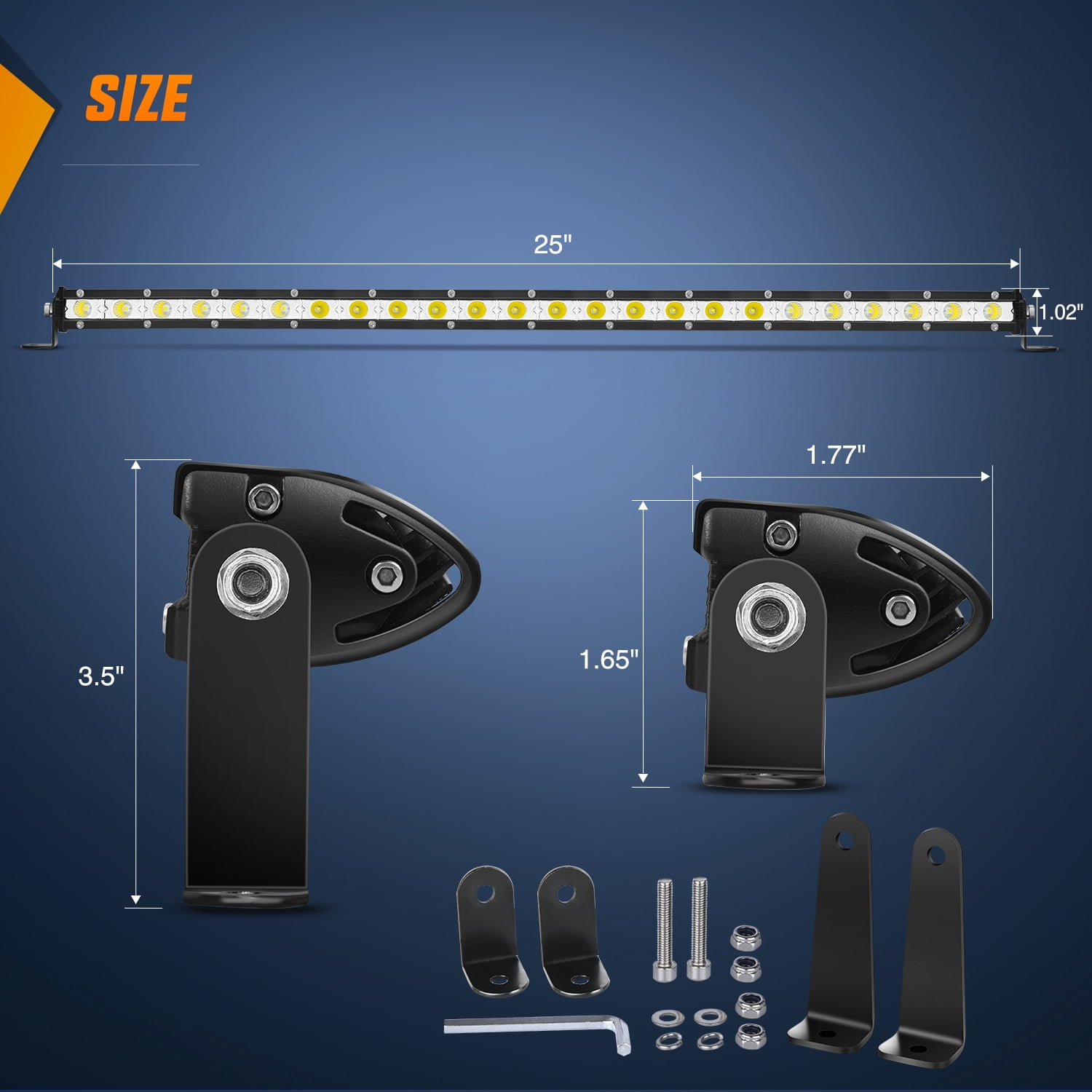 Nilight Single Row LED Light Bar Ultra-Slim Spot Flood Combo Light Bar 25 Inch 72W Fog Light Driving Light Work Light Roof Bumper Light for Offroad 4x4 Trucks Pickup SUV ATV UTV