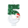 thumbnail image 1 of Fiudx Vela de Papá Noel Verde y Blanca con Diseño de Muñeco de Nieve y Sombrero Rojo, Hecha a Mano con Polvo Brillante, Empaque de Pet Transparente, Decoración Navideña, Tamaño 4 X 7,5 Cm, 1 of 7