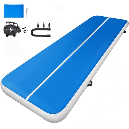 VEVOR 20ft Air Track 4 inch Air track Inflatable Air Track Tumbling Mat for Gymnastics Martial Arts Cheerleading Tumble Track with Pump  All Blue