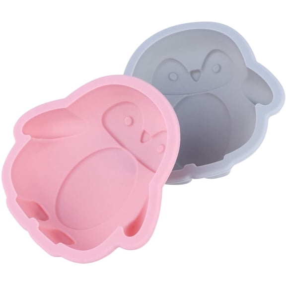 CATPAN 2Pcs Penguin Silicone Cake Molds 4.8 Inch Cartoon Baking Molds for Kitchen Use Food Grade Silicone Baking Accessories for Cake Pops Ice Cubes Candy Chocolate