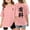 Pink, variant on Little Girl Short Sleeve Tee Shirt You Liao Printed Cotton Casual Crewneck Letter Graphic Tops T-Shirts 3-14 Years