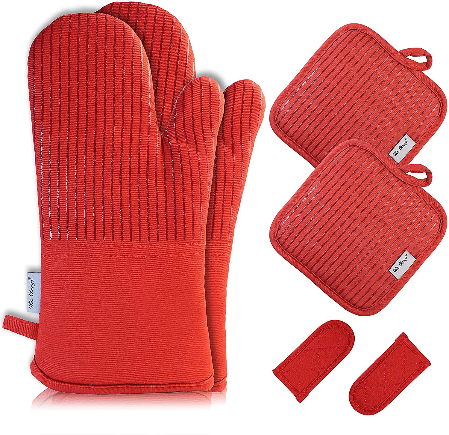 Set of 2 Red Baking Oven Pinch Mitts Silicone 500 Degree Heat Resistant NEW 