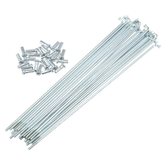 24pcs 13G J Bend Bicycle Galvanized Spokes 188mm 7.40" Cycle Spokes with Nipples for Mountain Bike MTB
