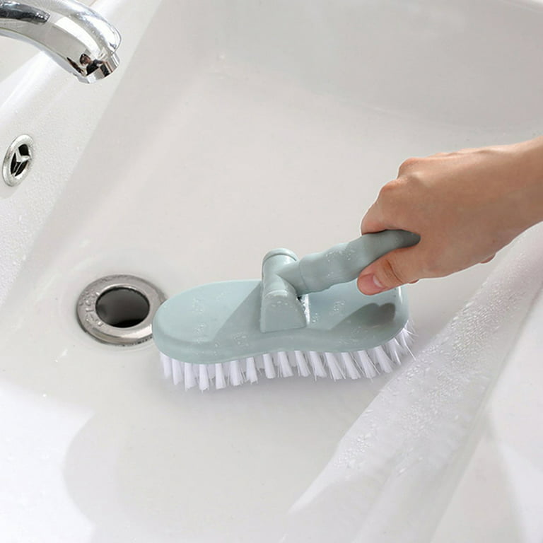 1pc White Bathroom Cleaning Brush Set With Corner Tile Grout Brush