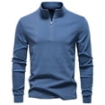 thumbnail image 2 of Donemore Men's Solid Color Long Sleeve Stand Collar Half-Zip Base Shirt, Thermal Fleece Warm Business Casual Style, Streamlined Comfort Versatile Men's Wear, 2 of 9
