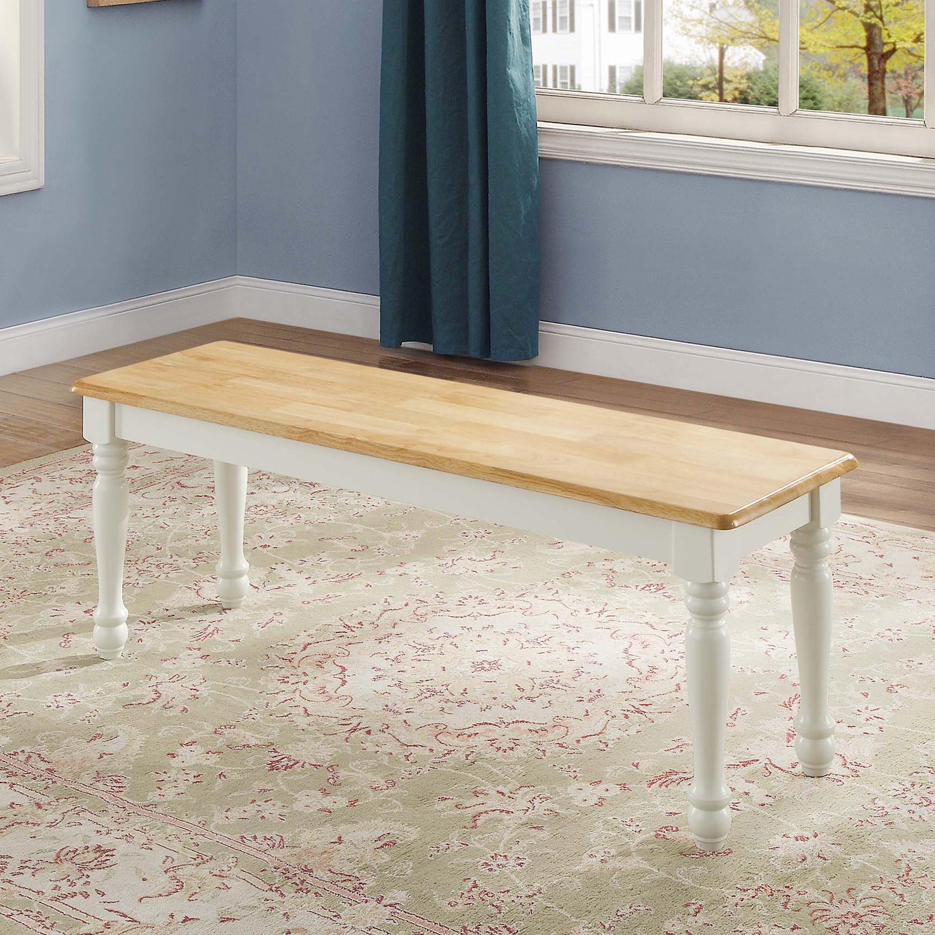 Better Homes & Gardens Autumn Lane Farmhouse Solid Wood Dining Bench, White and Natural Finish - image 5 of 6