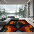 thumbnail image 2 of ODIKA 8'x10' Washable Area Rug Spooky Bats Gothic Skull Motif Halloween Eerie Refined for Dining Room, Large Office, Lounge, Non-Slip Chair-Friendly Mat, 2 of 7