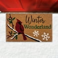 thumbnail image 2 of Kate Aurora Christmas Winter Wonderland Cardinal & Snowflakes Bristled Outdoor Welcome Mat - 18"x30", 2 of 4