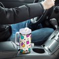thumbnail image 4 of Yayeee 40oz Stainless Steel Tumbler with Straw and Handle Double-Wall Insulated Travel Water Bottle, Beige Retro Pattern, 4 of 8
