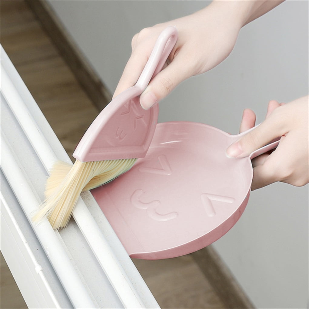 ROBOT-GXG Desktop Broom and Dustpan Set - Mini Broom and Dustpan Set Small Hand Broom and Dust Pan Nesting Tiny Dustpan and Brush Set Portable Sweeper with Hand Broom Brush for Keyboard Desktop
