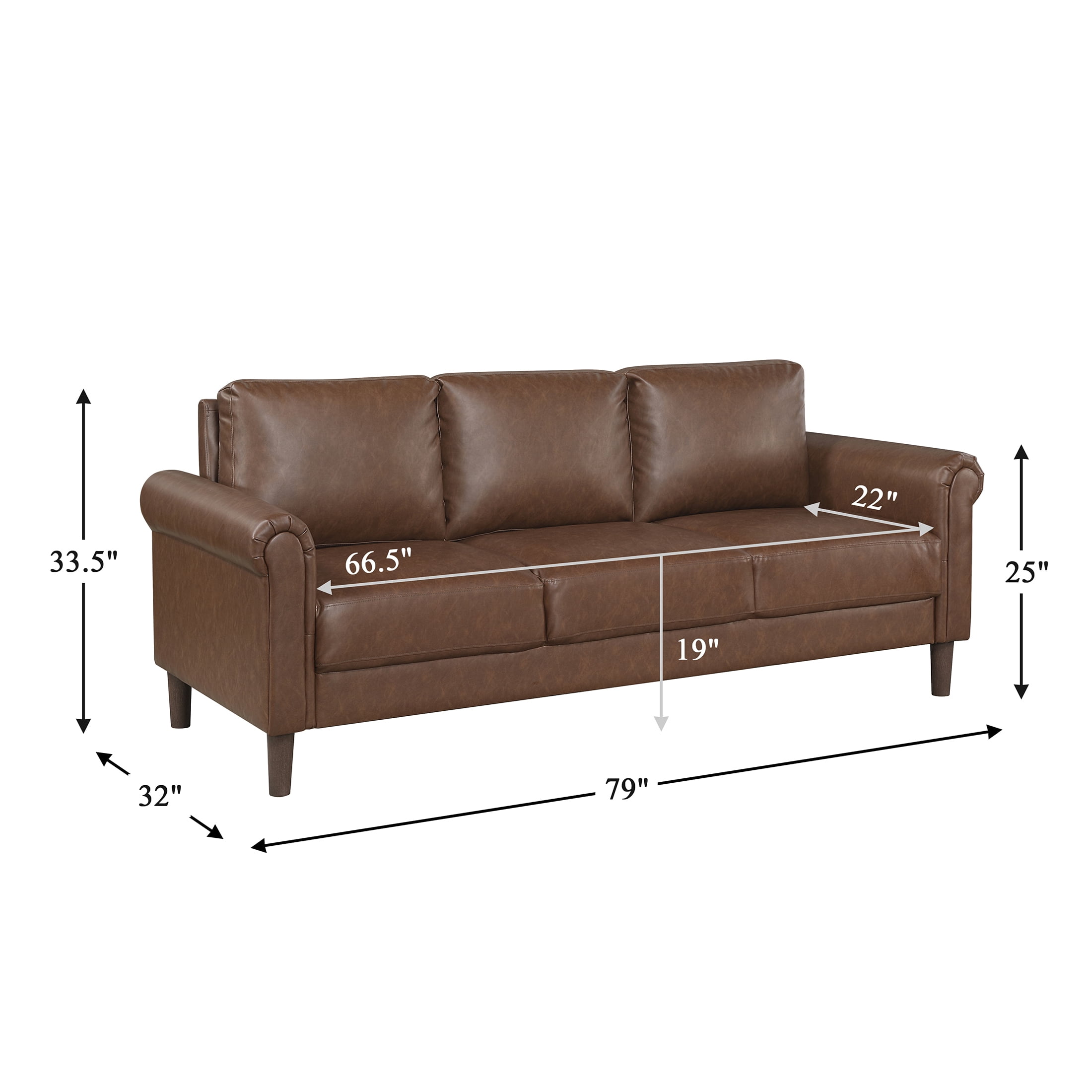 OakvillePark Marlinth Faux Leather Sofa, Chocolate