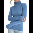 thumbnail image 2 of Suéteres Acanalados para Mujer, Lindos Suéteres de Punto de Cuello Alto, Ajustados y Cálidos Azul Mar un Tamaño, 2 of 9