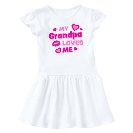 

Inktastic My Grandpa Loves Me with Hearts and Kiss Gift Baby Girl Dress