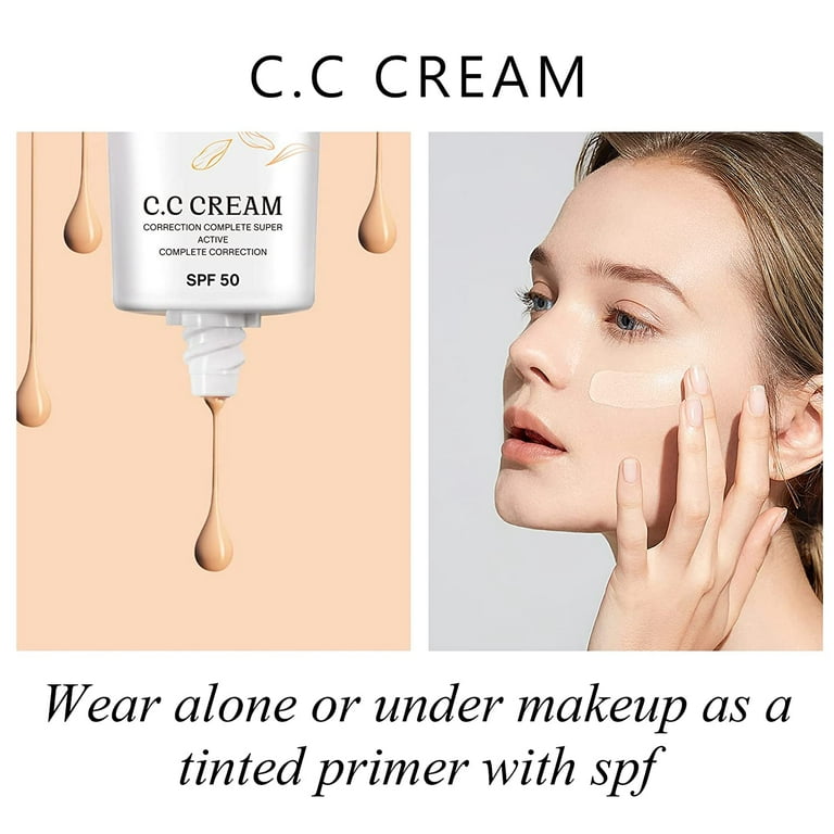 Skin Tone Adjusting CC Cream SPF 43 Makeup Color Correcting Cream Foundation Moisturizing Self Adjusting for Mature Skin, Size: 3.51 x 1.13 x 1.13