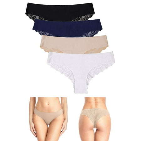 

Asoul Women s Microfiber Lace Thongs Panties Underwear 4-Pack