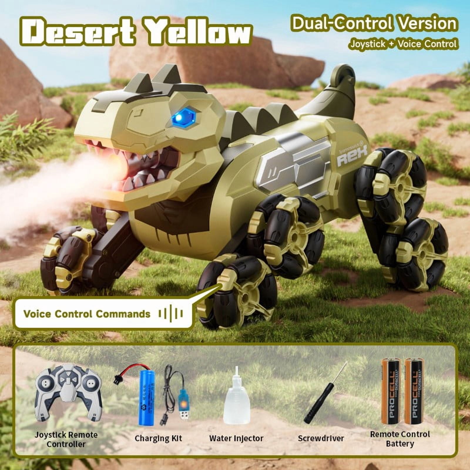 Dinosaur Remote Control Car Eight Wheel Sound Controlled Toy With Realistic Spray Function High Capacity Battery Motion Sensor Control For Indoor And Outdoor Upgrade Gesture Control Stunt Car Fast