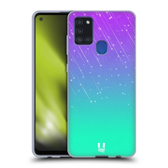 Head Case Designs Neon Rain Ombre Purple Aqua Soft Gel Case Compatible with Samsung Galaxy A21s (2020)