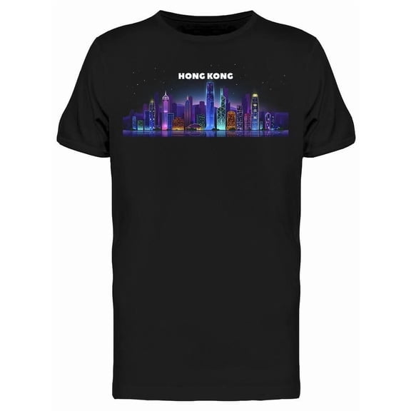Night Hong Kong Skyline T-Shirt Men -Image by Shutterstock, Male Small