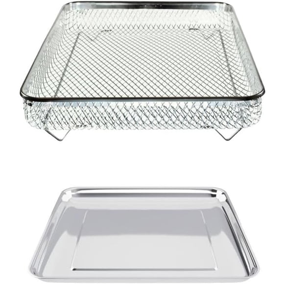 LEEYNEER Stainless Steel Upgraded Baking Tray Pan and Air Fryer Basket Compatible with Cuisinart Airfryer TOA-26 TOA-28