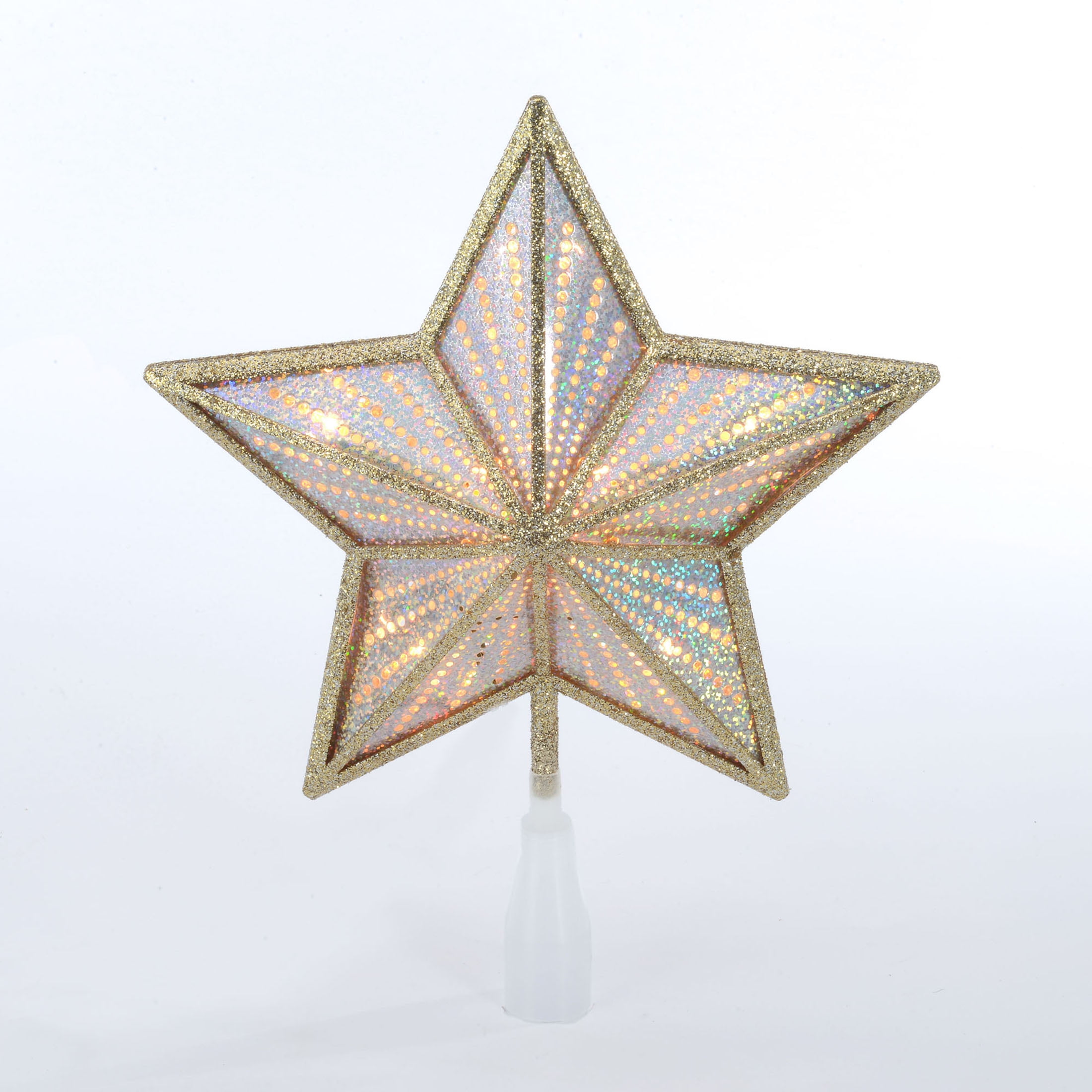 Holiday Time Light-Up Tree Topper, Champagne Gold Star, 12"