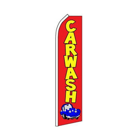 Car Wash Red Swooper Super Feather Advertising Flag