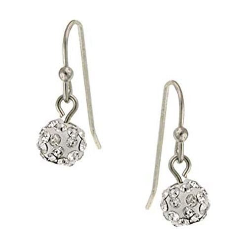 1928 Jewelry Women's Minimalist Fireball Pave Clear Crystal Drop Earrings