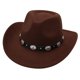 thumbnail image 1 of Sombrero vaquero de paja con ala ancha para hombre y mujer Sombrero panamá con correa para la barbilla Sombrero de viaje bonito, 1 of 8