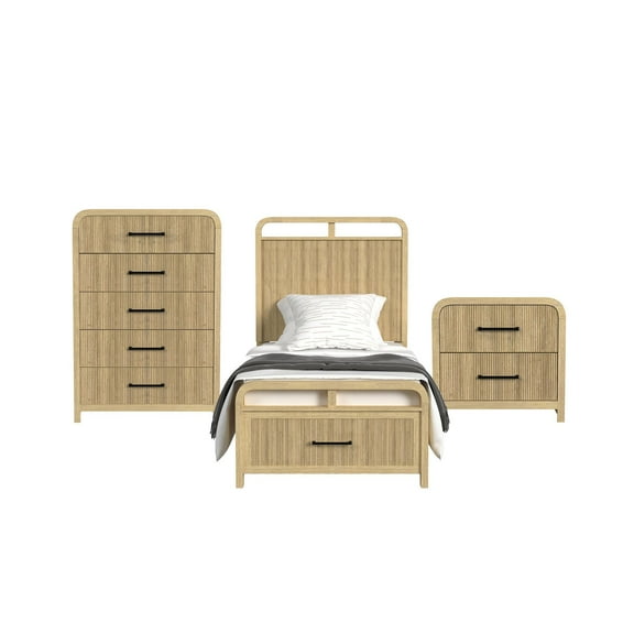 Picket House Furnishings Woodridge Twin Storage 3PC Bedroom Set in Natural