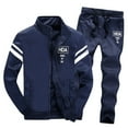 thumbnail image 2 of FRSASU Men Suit Winter Long Sleeved Zipper Leisure Suit Tops Pants Sets Tracksuit Blue M, 2 of 9