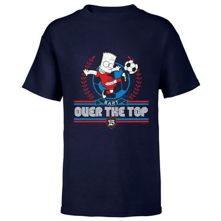 The Simpsons Soccer Bart Simpson Over the Top – Short Sleeve T-Shirt for Kids – Customized-Navy