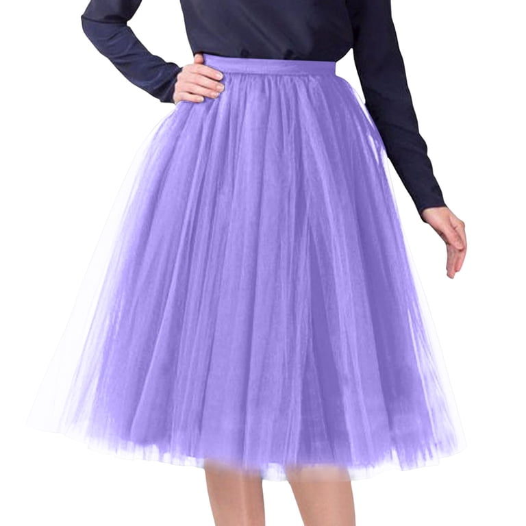 Hessimy Women's Tulle Skirt Knee Length 3-Layered Wedding Party Homecoming  Prom Dress(Purple,One Size) - Walmart.com