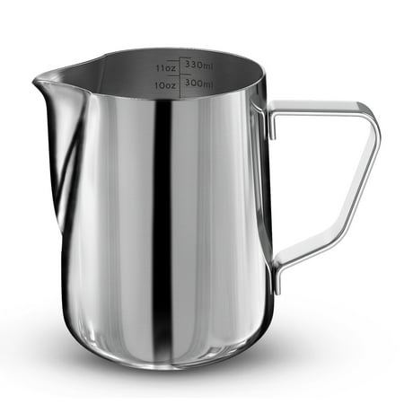Ceramic Coffee Pitcher Stainless Steel Frothing Steaming Pitcher Garland Cup 350ml for Espresso Machine, Coffee Milk Frother and Latte Maker ()