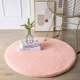 thumbnail image 2 of Soft Fluffy Faux Rabbit Fur Area Rugs, Indoor Decor Mat, 3 x 3 Feet, Round Pink, 1 Pack, 2 of 8