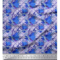 Soimoi Cotton Duck Fabric Curve Diamond & Autumn Leaves Print Sewing Fabric Yard 42 Inch Wide