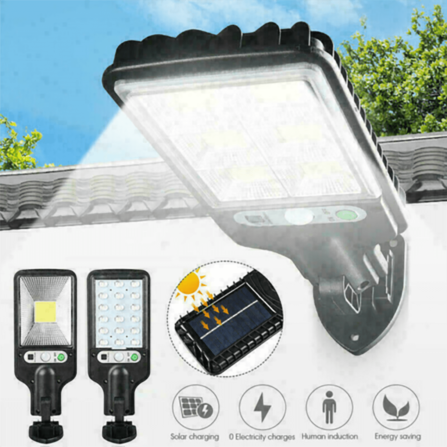 Outdoor Solar Wall Light 600W LED 270° Wide Angle Street Lamp W/ PIR