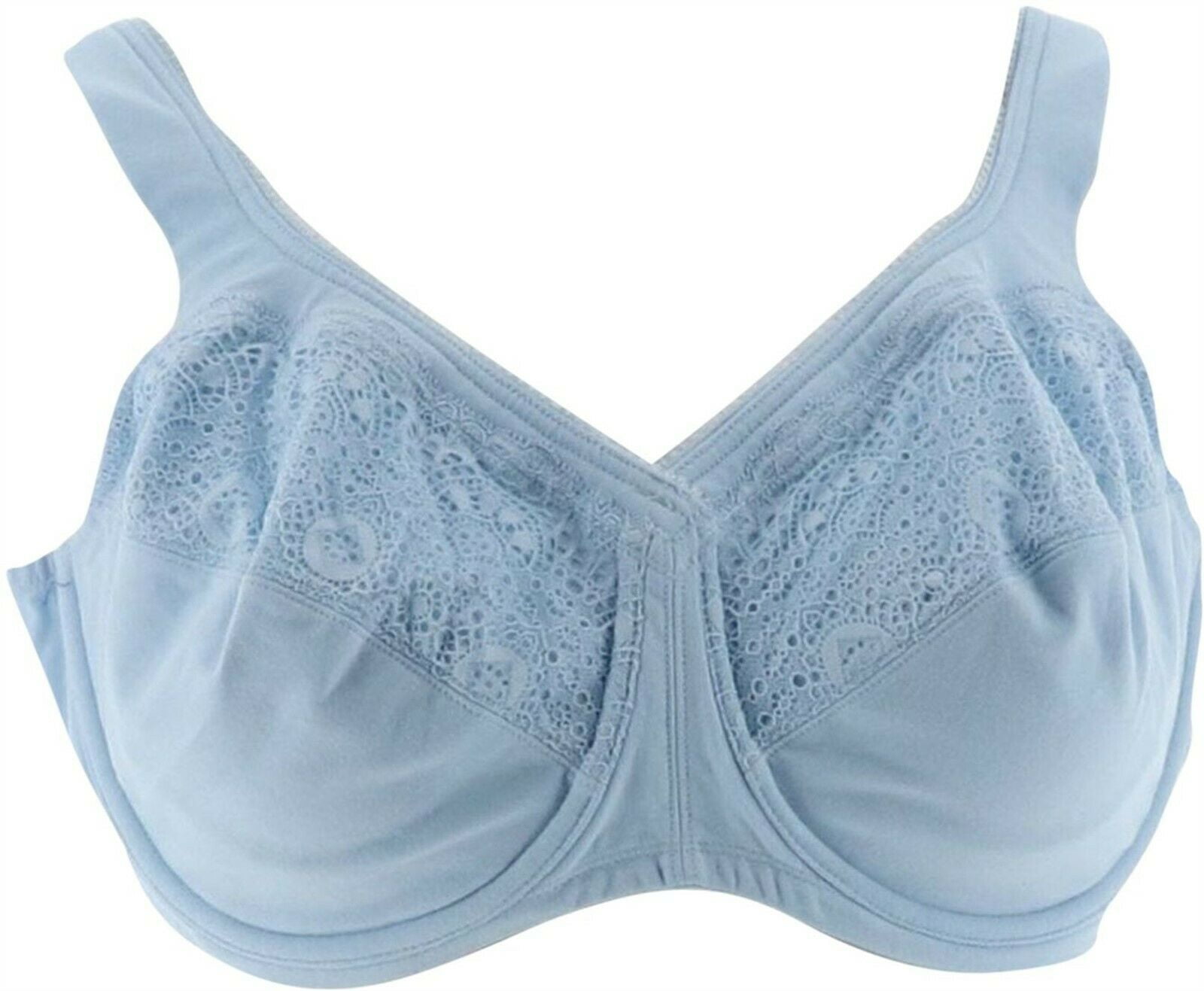 Breezies Breezies Cotton Underwire Bra Eyelet Lace Trim Womens 