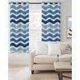 thumbnail image 2 of Geometric Blue Ombre Blackout Curtains, Light Blocking Print Window Curtains, Modern Gradient White Ocean Striped Thermal Insulated Window Drapes for Living Room 2 Panels, 84"W x 63"L, 2 of 9