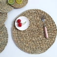 thumbnail image 3 of Round Woven Placemats for Dining Table, Water Hyacinth Straw Braided Placemat, Heat Resistant Non-Slip Weave Placemats Handmade, 2 Pack, 3 of 8