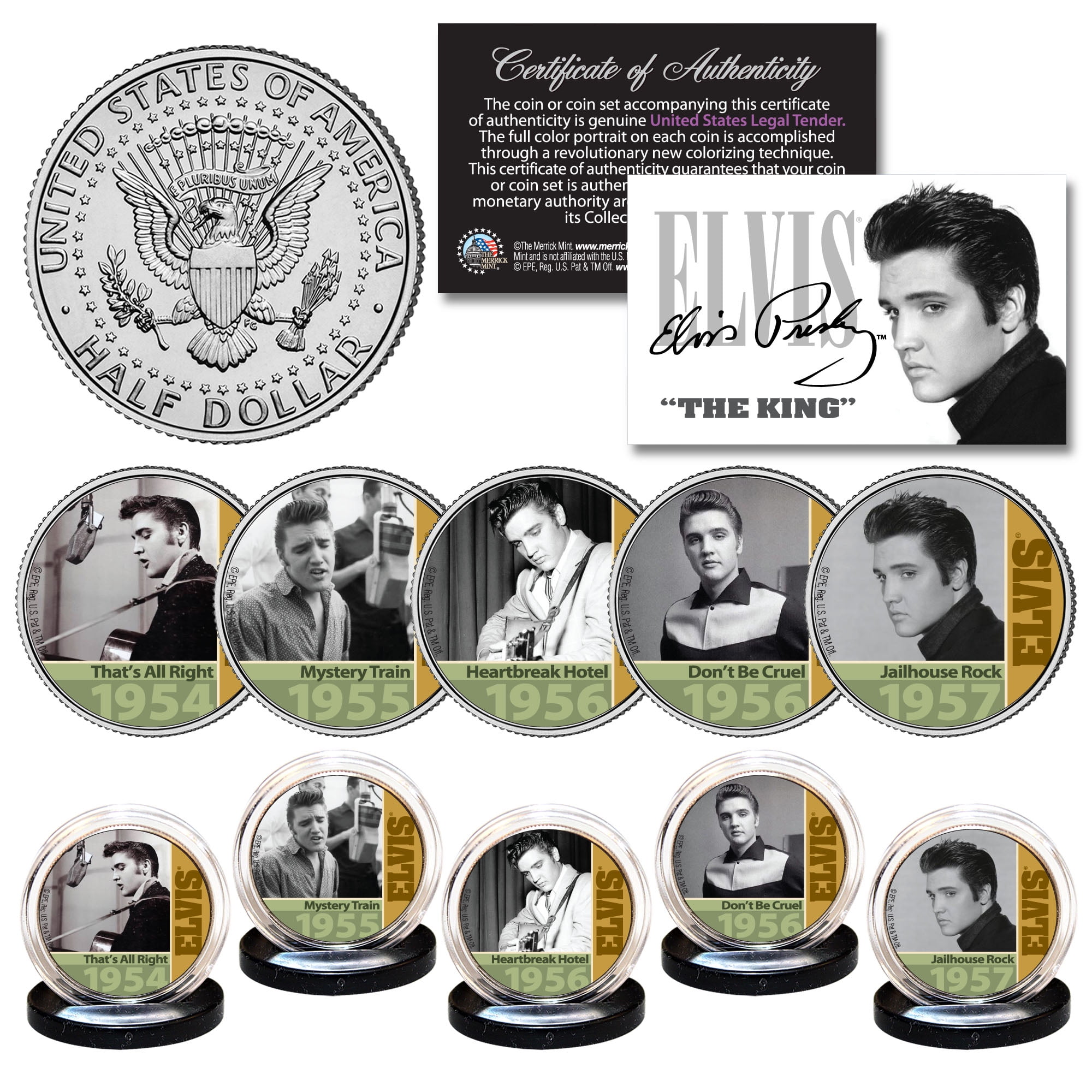 ELVIS PRESLEY Icon Collection Official JFK Kennedy U.S Half Dollar 2-Coin Set 